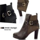 Faux Leather Buckled Ankle Boots