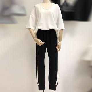 Set: Elbow-sleeve Top + Sweatpants