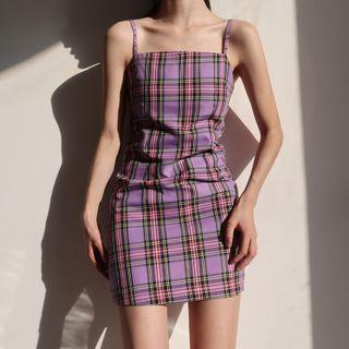 Plaid Strappy A-line Skirt