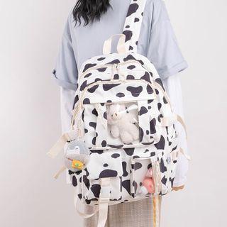 Pvc Panel Milk Cow Print Backpack