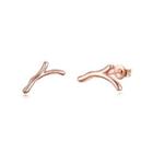 Simple Romantic Plated Rose Gold Christmas Antler Stud Earrings Rose Gold - One Size