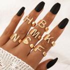 Letter Open Ring 18419 - Set - Gold - One Size
