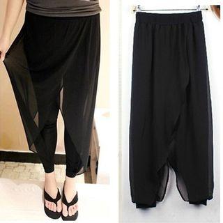 Mesh Panel Cropped Pants