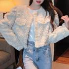Cropped Fluffy Button-up Jacket