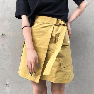 Pocket Detail Tie-waist Mini A-line Skirt