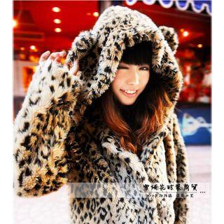 Leopard Faux-fur Hooded Jacket