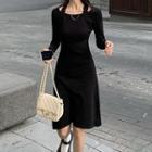 Off-shoulder Halter Knit A-line Dress