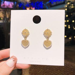 Alloy Heart Dangle Earring 1 Pair - E1542 - Gold - One Size