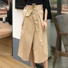 Front Slit Midi A-line Skirt