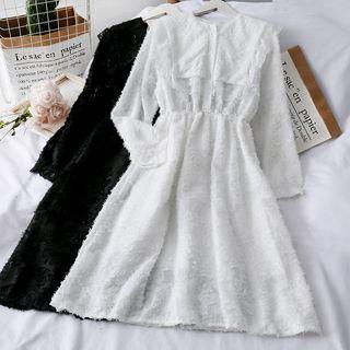 Lace-trim Fringed Chiffon Dress