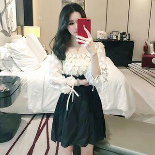 Floral Off-shoulder A-line Chiffon Dress