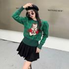 Cat Argyle Sweater / Pleated Skirt