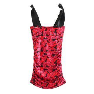 Spaghetti-strap Rose Print Mini Sheath Dress