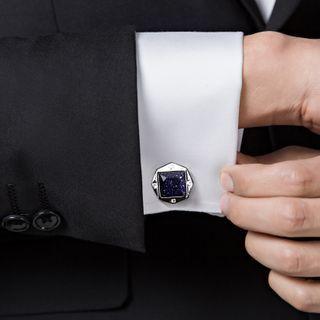 Square Alloy Cufflinks Silver & Black - One Size