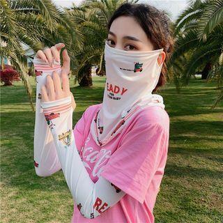 Set: Crocodile Sun Protection Arm Sleeve + Face Mask White - One Size