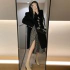 Double Breasted Long Coat / Floral Dress