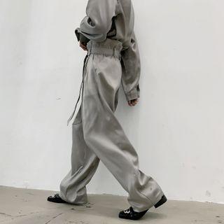 High-waist Wide-leg Satin Pants