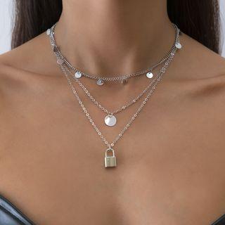Lock Pendant Layered Alloy Necklace