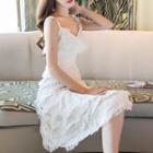 Spaghetti Strap Midi Layered Dress