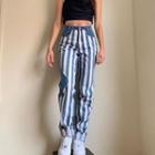 Striped Panel Straight Leg Jeans