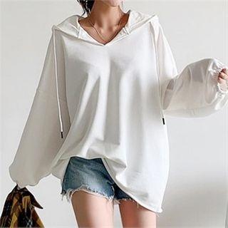 Plain V-neck Oversized Hoodie