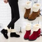 Fleece-lined Bow-accent Ankle Boots