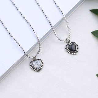 925 Sterling Silver Gemstone Heart Pendant Necklace