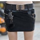Faux Leather Panel Mini Skirt
