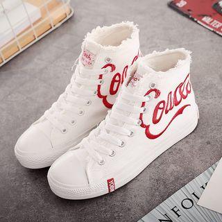 Canvas Embroidered High-top Sneakers