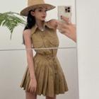 Sleeveless Shirt / Belted A-line Skirt