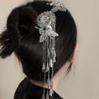 Butterfly Fringed Hair Stick Silver - One Size
