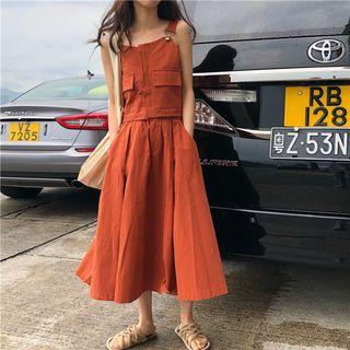 Pocketed Camisole / Midi A-line Skirt