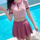 Short-sleeve Two-tone Bikini