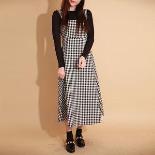 Gingham A-line Long Jumper Dress