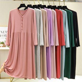 Long-sleeve Midi A-line Sleep Dress