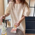 Short-sleeve Lace Midi A-line Dress Almond - One Size