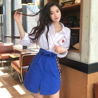 Playing Card Print Shirt / A-line Mini Skirt