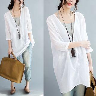 V-neck Long Blouse / Camisole Top / Set