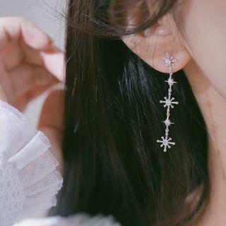 925 Sterling Silver Snowflake Dangle Earring 1 Pair - S925 Silver - As Shown In Figure - One Size
