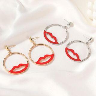 Lips Alloy Hoop Dangle Earring
