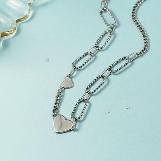 Alloy Heart Pendant Necklace Necklace - Love Heart - One Size