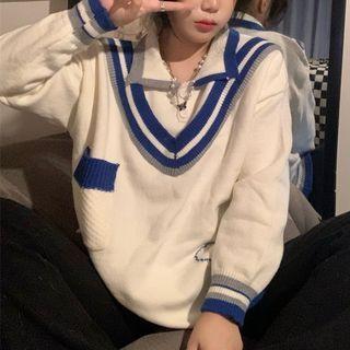 Polo Sweater Blue & White - One Size