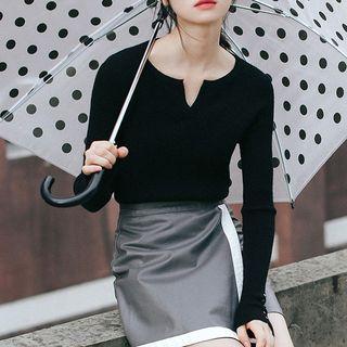 Notch Neck Knit Top
