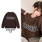 Lettering Jacquard Sweater M124 - Coffee - One Size