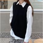 Plain Shirt / Knit Vest / A-line Skirt