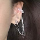 Faux Pearl Chain Cuff Earring 1 Pc - 0775a - Clip On Earring - Silver - One Size