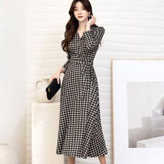Houndstooth Wrap Dress