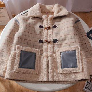 Plaid Duffle Coat Plaid - Khaki - One Size