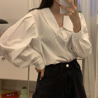 Dotted Sheer Shirt White - One Size