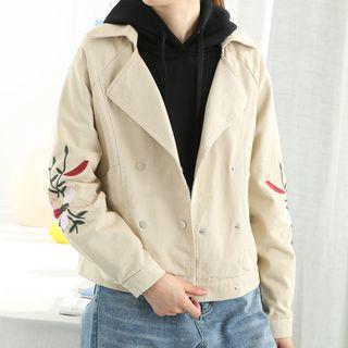 Floral Embroidered Double-breasted Jacket